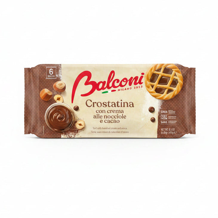 Balconi – Crostatine Nocciola & Cacao 6×40 g (240 g) Merendine italiane senza conservanti